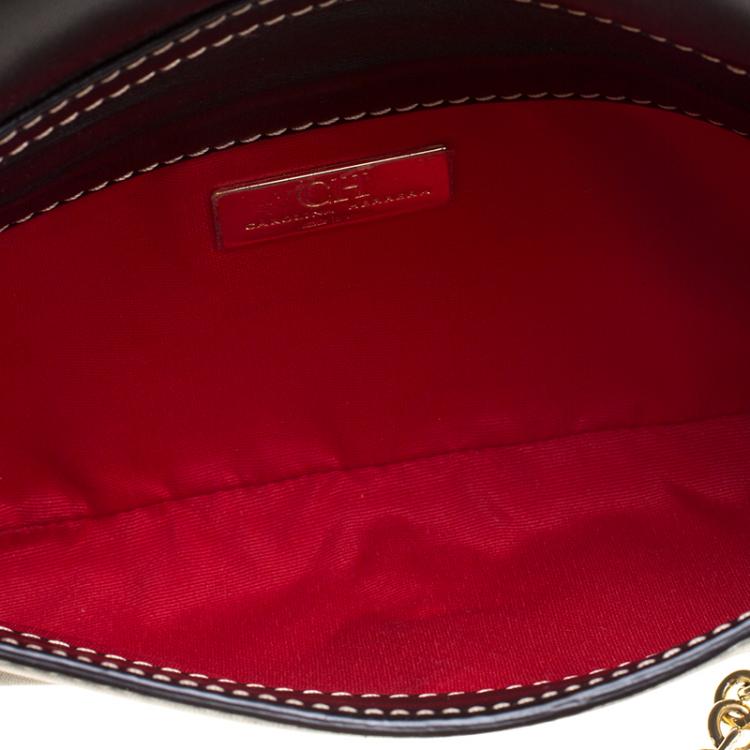 Pre Owned Carolina Herrera Black Leather Chain Crossbody Bag