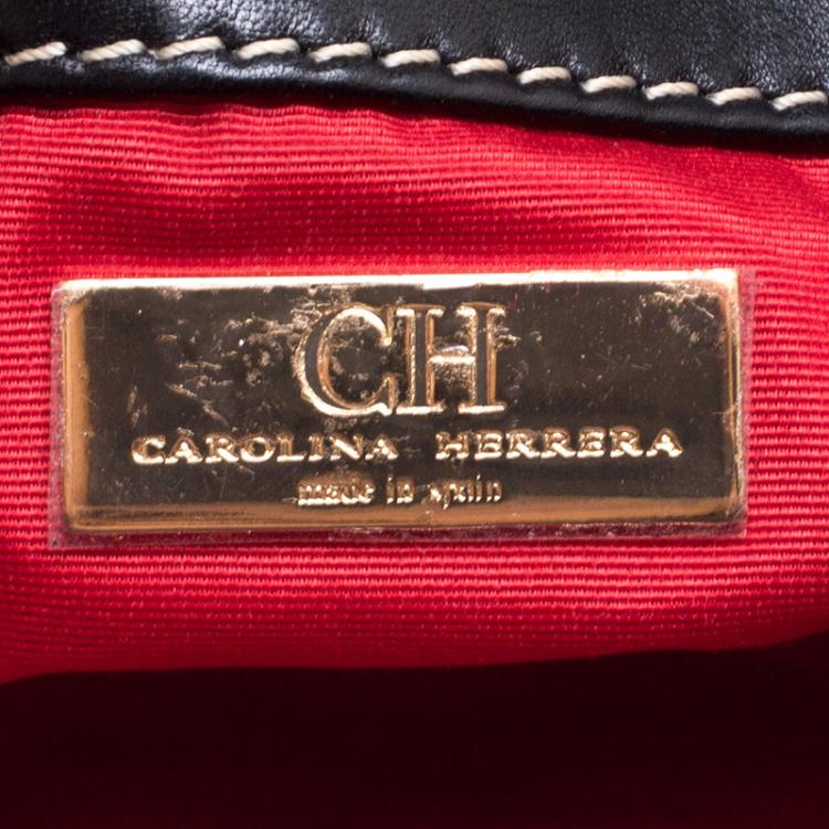 Pre Owned Carolina Herrera Black Leather Chain Crossbody Bag