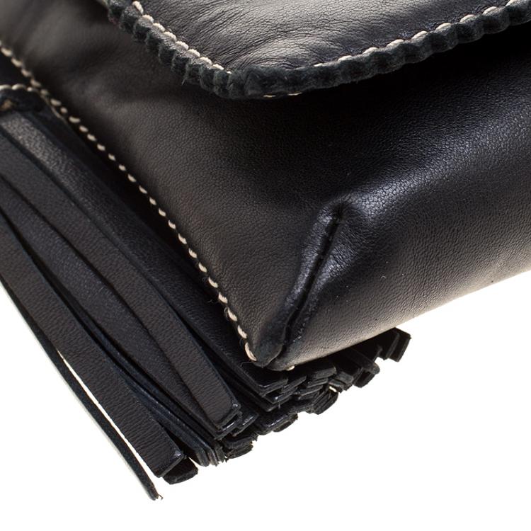 Pre Owned Carolina Herrera Black Leather Chain Crossbody Bag