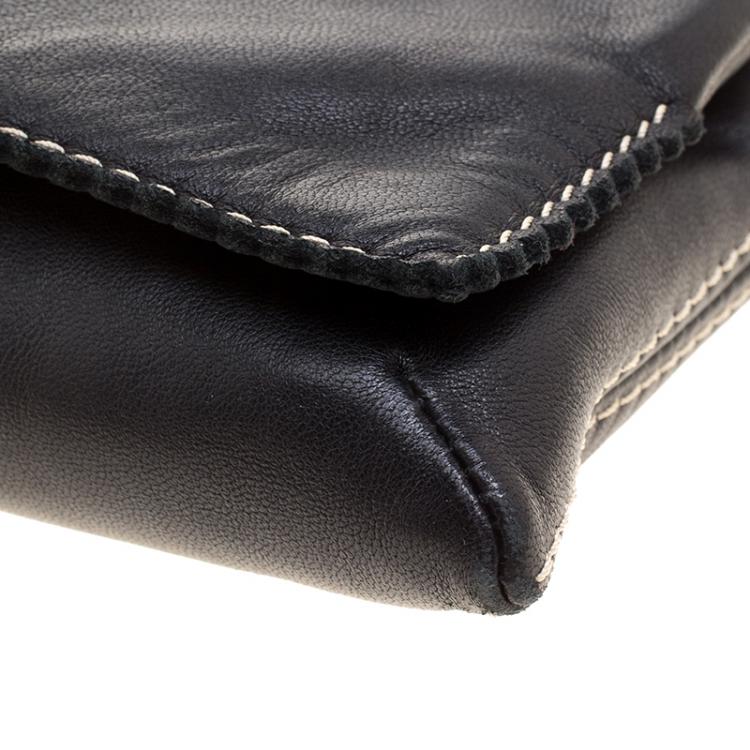 Pre Owned Carolina Herrera Black Leather Chain Crossbody Bag