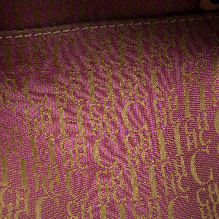 Pre Owned Carolina Herrera Green Monogram Leather Andy Boston Bag