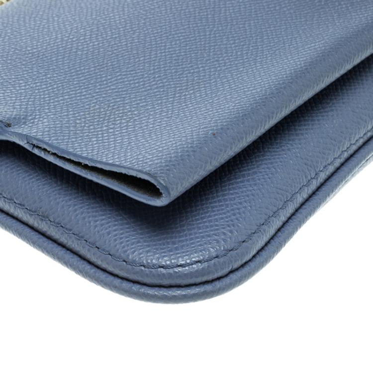 Pre Owned Carolina Herrera Blue Leather Flap Bag