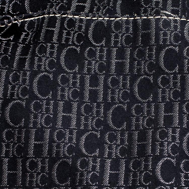 Pre Owned Carolina Herrera Black Monogram Leather Large Andy Boston Bag