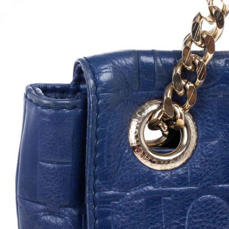 Pre Owned Carolina Herrera Blue Leather Small Audrey