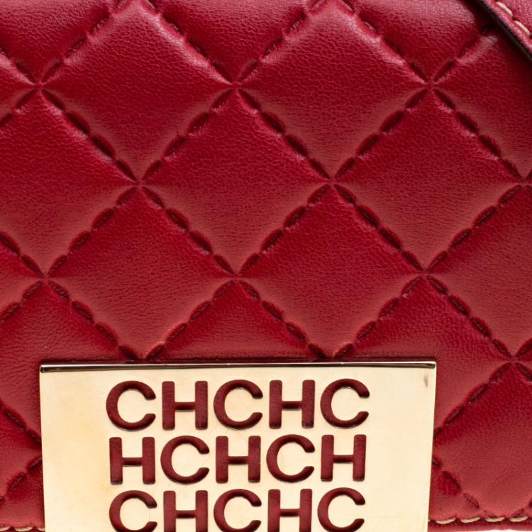 Pre Owned Carolina Herrera Red Quilted Leather Shoulder Bag