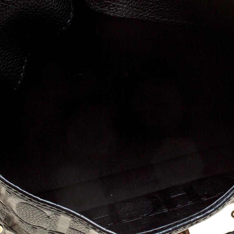 Pre Owned Carolina Herrera Black Monogram Leather Top Handle Shoulder Bag