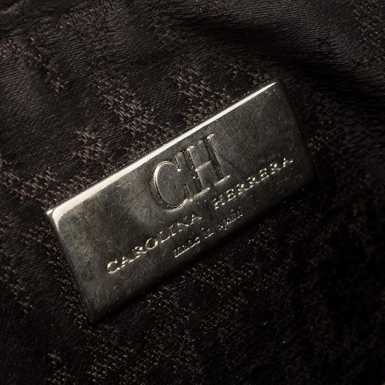 Pre Owned Carolina Herrera Green Leather Logo CH Crossbody