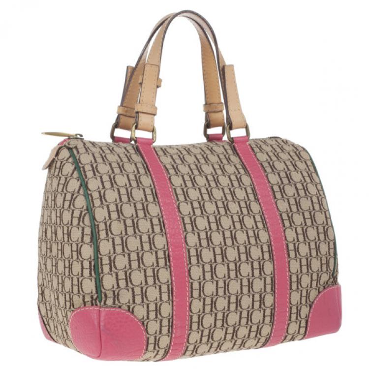 Pre Owned Carolina Herrera Multicolored Canvas Andy Boston Bag