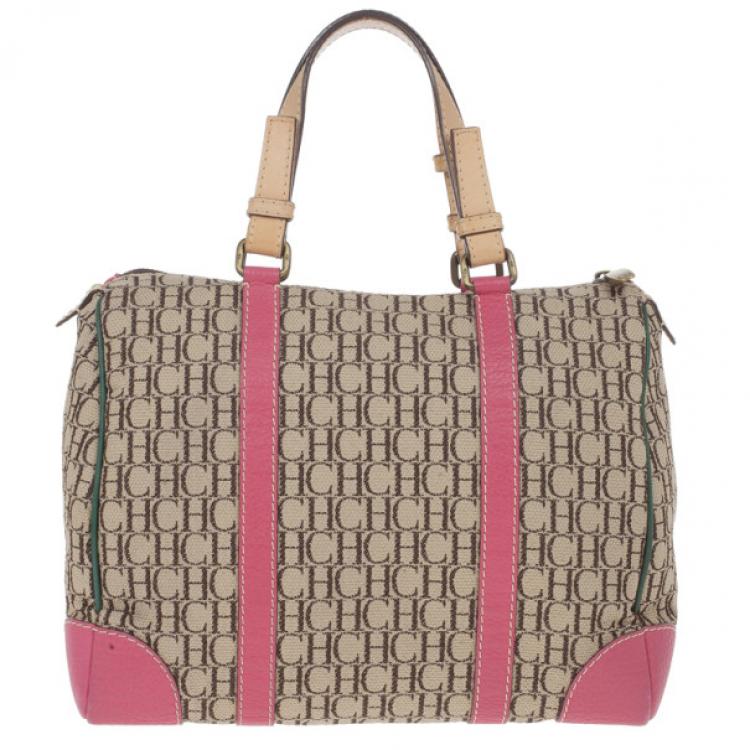 Pre Owned Carolina Herrera Multicolored Canvas Andy Boston Bag