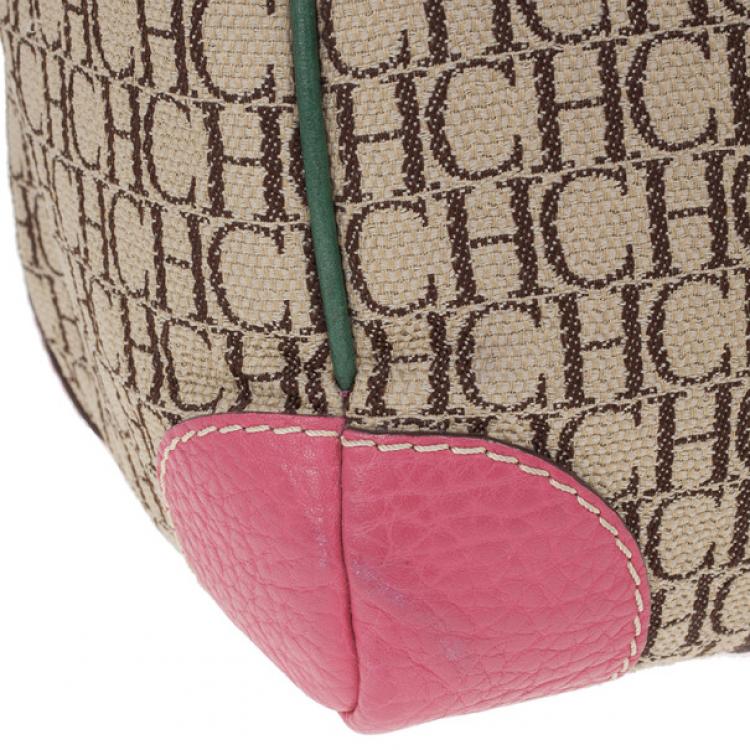 Pre Owned Carolina Herrera Multicolored Canvas Andy Boston Bag