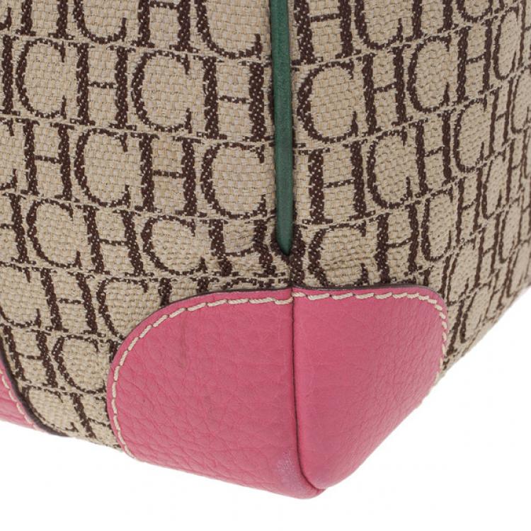 Pre Owned Carolina Herrera Multicolored Canvas Andy Boston Bag