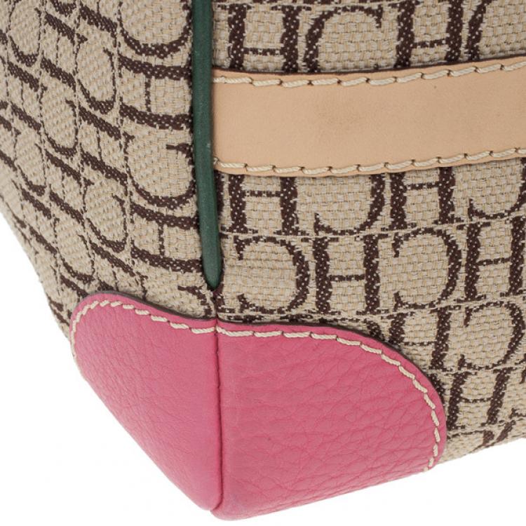 Pre Owned Carolina Herrera Multicolored Canvas Andy Boston Bag