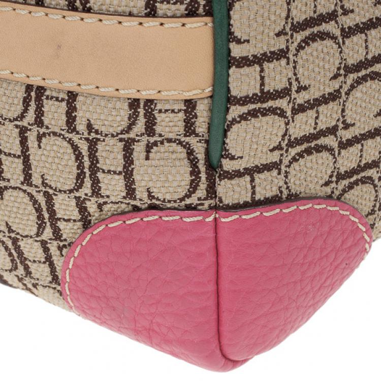 Pre Owned Carolina Herrera Multicolored Canvas Andy Boston Bag