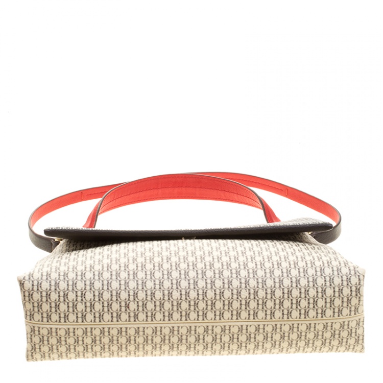 Pre Owned Carolina Herrera Multicolor Monogram Coated Canvas Top Handle Shoulder Bag
