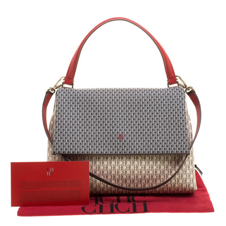 Pre Owned Carolina Herrera Multicolor Monogram Coated Canvas Top Handle Shoulder Bag