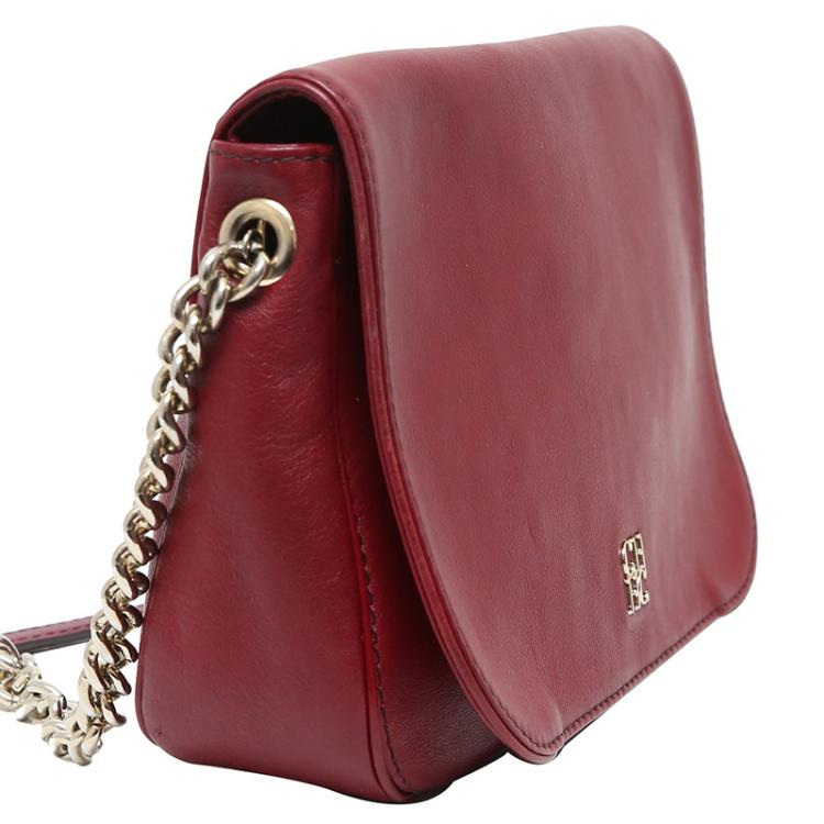 Pre Owned Carolina Herrera Red Leather New Baltazar Shoulder Bag