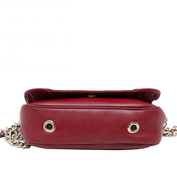 Pre Owned Carolina Herrera Red Leather New Baltazar Shoulder Bag