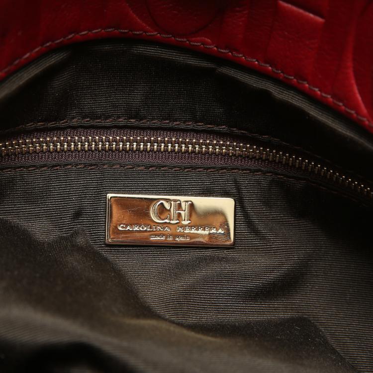 Pre Owned Carolina Herrera Red Leather New Baltazar Shoulder Bag