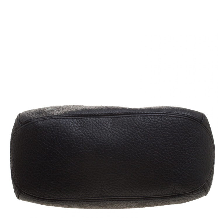 Pre Owned Carolina Herrera Black Pebbled Leather Hobo