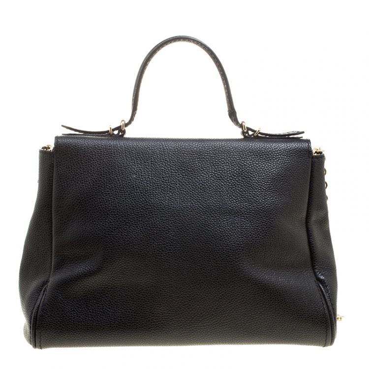 Pre Owned Carolina Herrera Black Leather Shoulder Bag