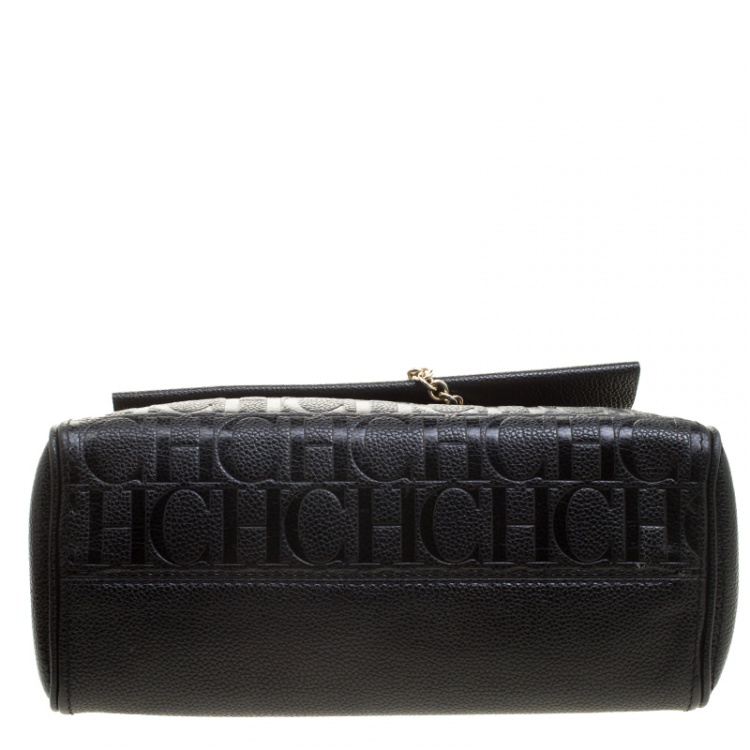 Pre Owned Carolina Herrera Black Leather Shoulder Bag
