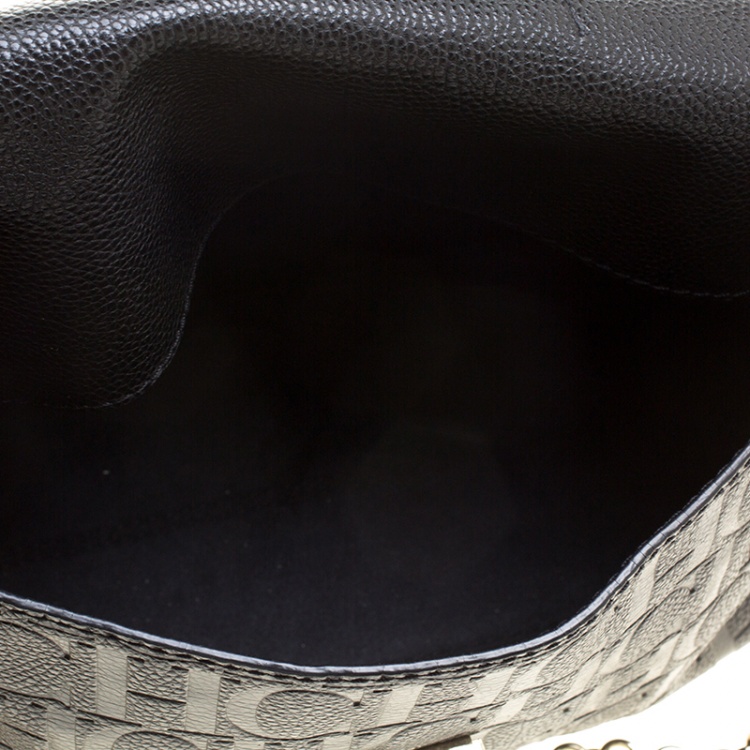 Pre Owned Carolina Herrera Black Leather Shoulder Bag