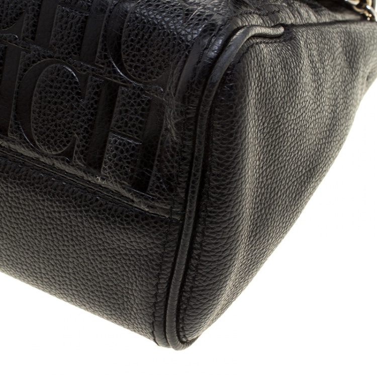 Pre Owned Carolina Herrera Black Leather Shoulder Bag