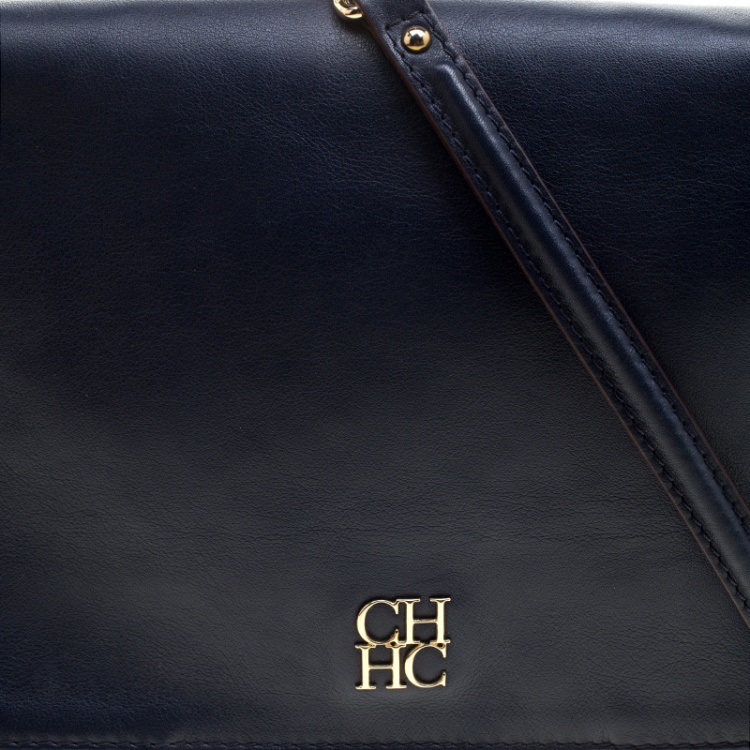 Pre Owned Carolina Herrera Blue Leather New Baltazar Shoulder Bag