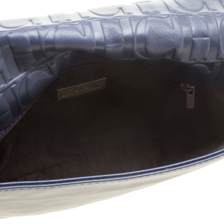 Pre Owned Carolina Herrera Blue Leather New Baltazar Shoulder Bag