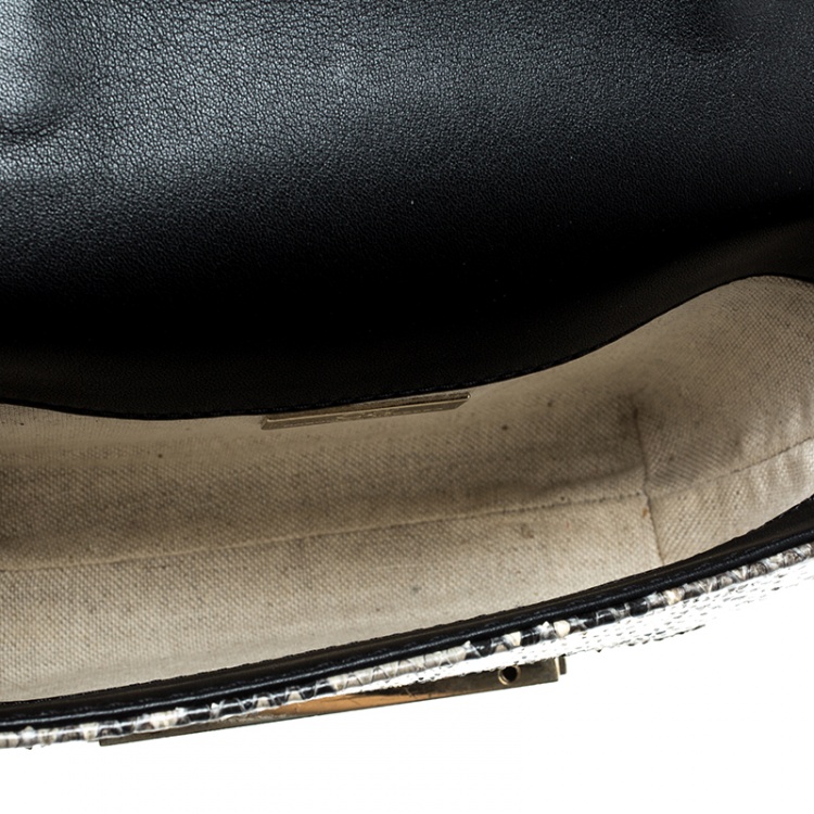 Pre Owned Carolina Herrera Leather and Python Skin Casati Shoulder Bag