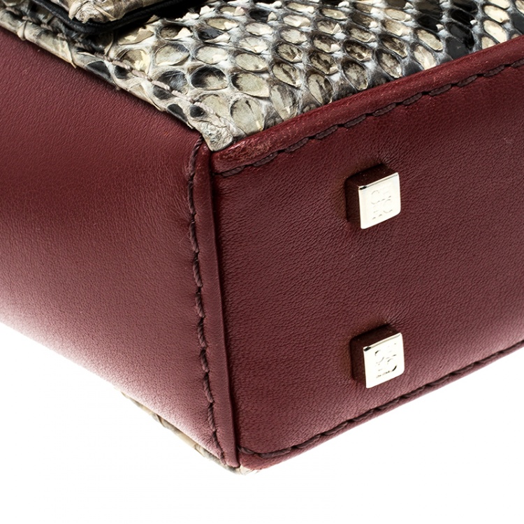 Pre Owned Carolina Herrera Leather and Python Skin Casati Shoulder Bag