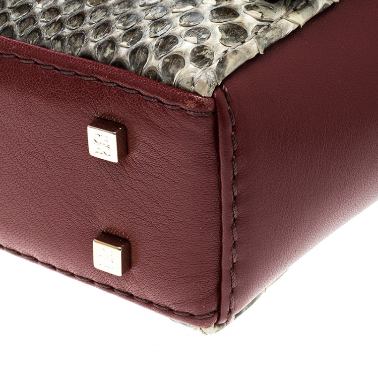 Pre Owned Carolina Herrera Leather and Python Skin Casati Shoulder Bag