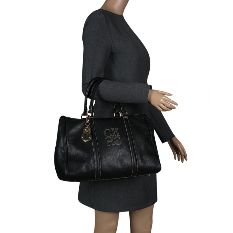 مملوكة مسبقًا Carolina Herrera Black Leather Top Handle Bag