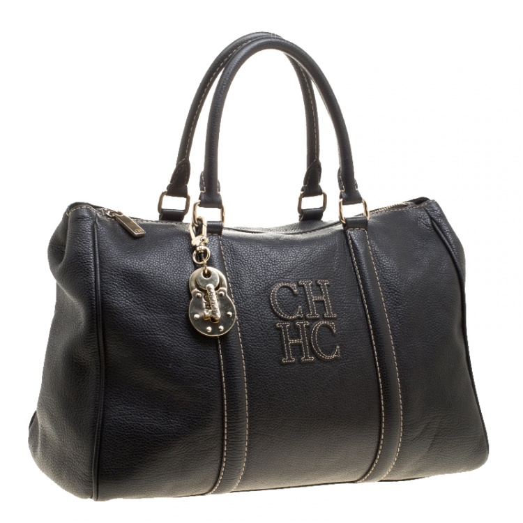 مملوكة مسبقًا Carolina Herrera Black Leather Top Handle Bag