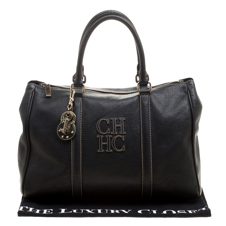 مملوكة مسبقًا Carolina Herrera Black Leather Top Handle Bag