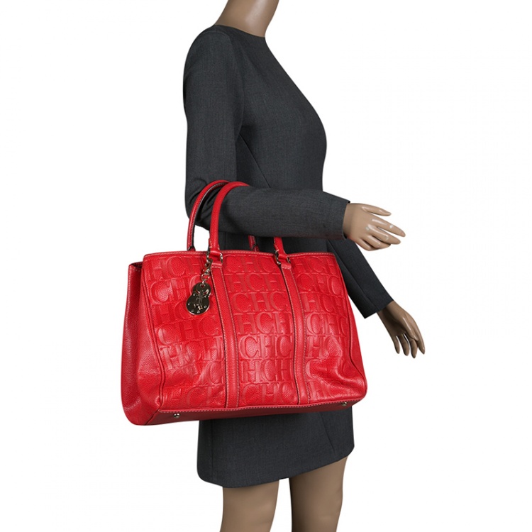 مملوكة مسبقًا Carolina Herrera Red Leather Matteo Tote