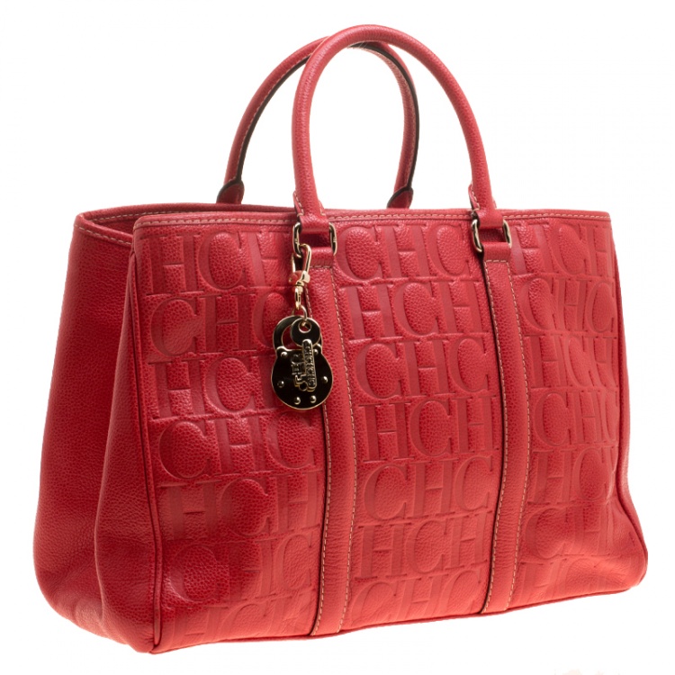 مملوكة مسبقًا Carolina Herrera Red Leather Matteo Tote