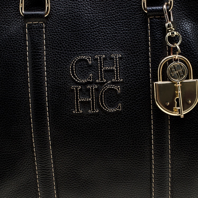 Pre Owned Carolina Herrera Black Leather Matteo Tote