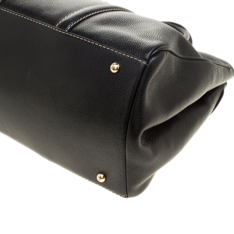 Pre Owned Carolina Herrera Black Leather Matteo Tote