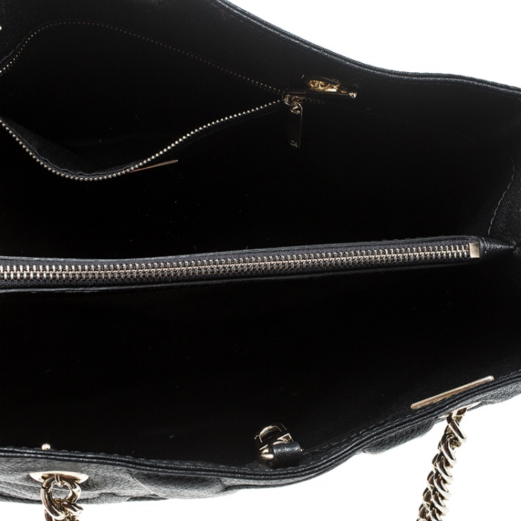 Pre Owned Carolina Herrera Black Leather Chain Tote