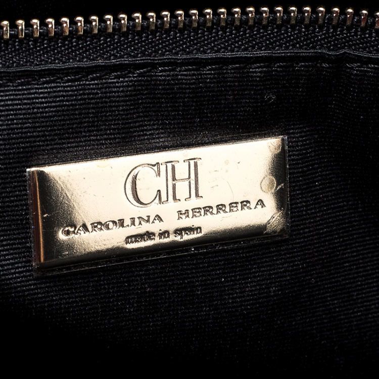 Pre Owned Carolina Herrera Black Leather Chain Tote