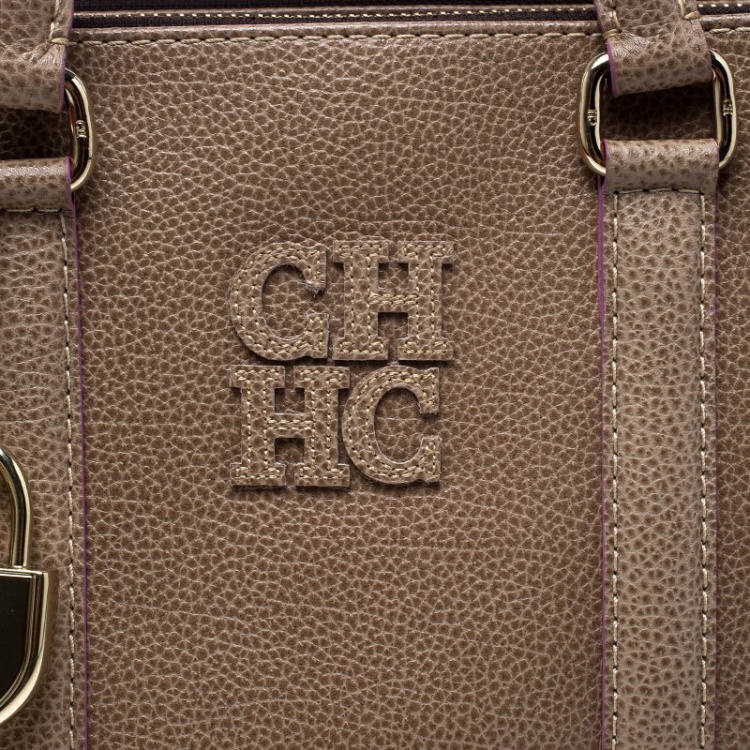 Pre Owned Carolina Herrera Beige Leather Tote