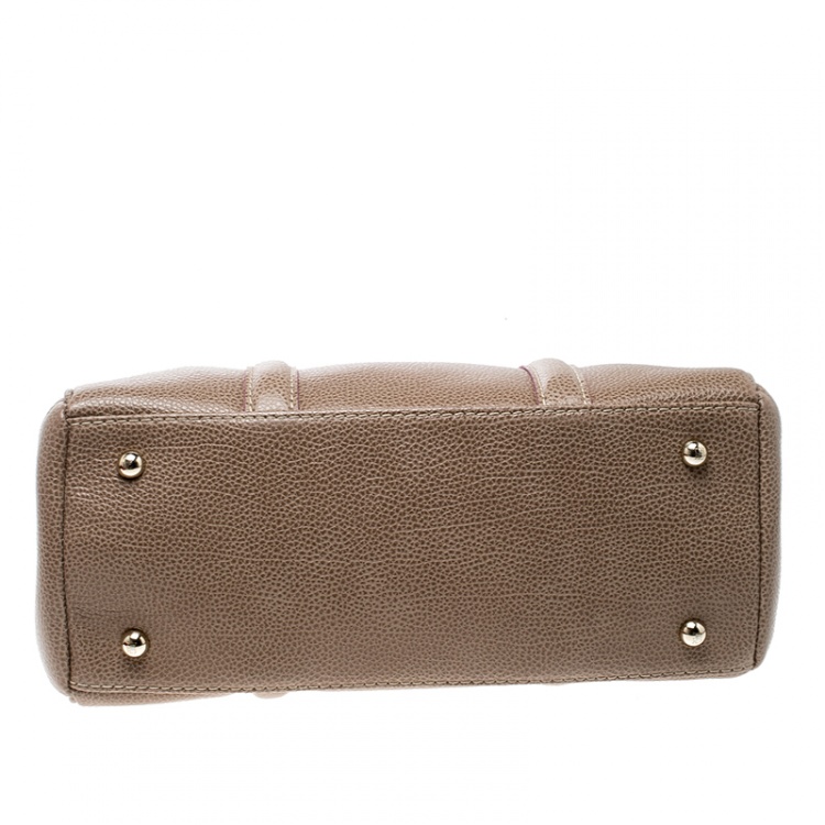 Pre Owned Carolina Herrera Beige Leather Tote