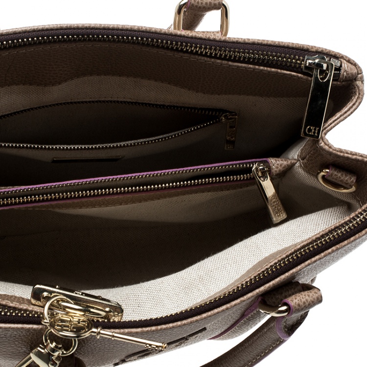 Pre Owned Carolina Herrera Beige Leather Tote