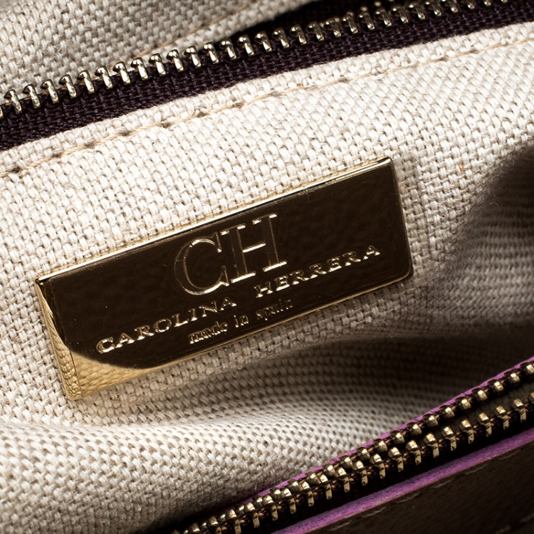 Pre Owned Carolina Herrera Beige Leather Tote