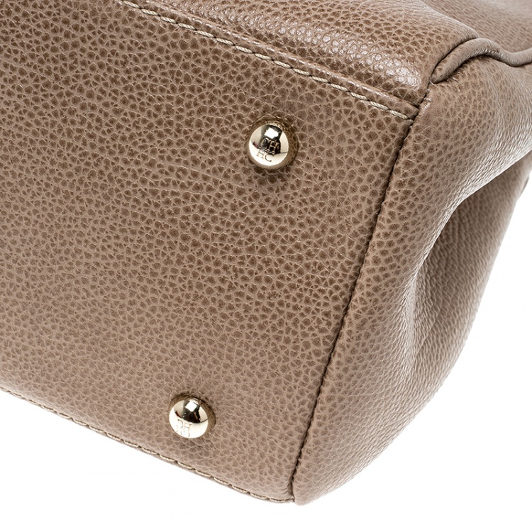 Pre Owned Carolina Herrera Beige Leather Tote