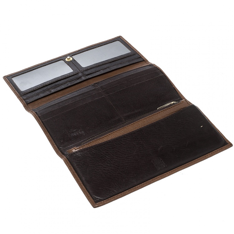 Pre Owned Carolina Herrera Brown Monogram Leather Continental Wallet
