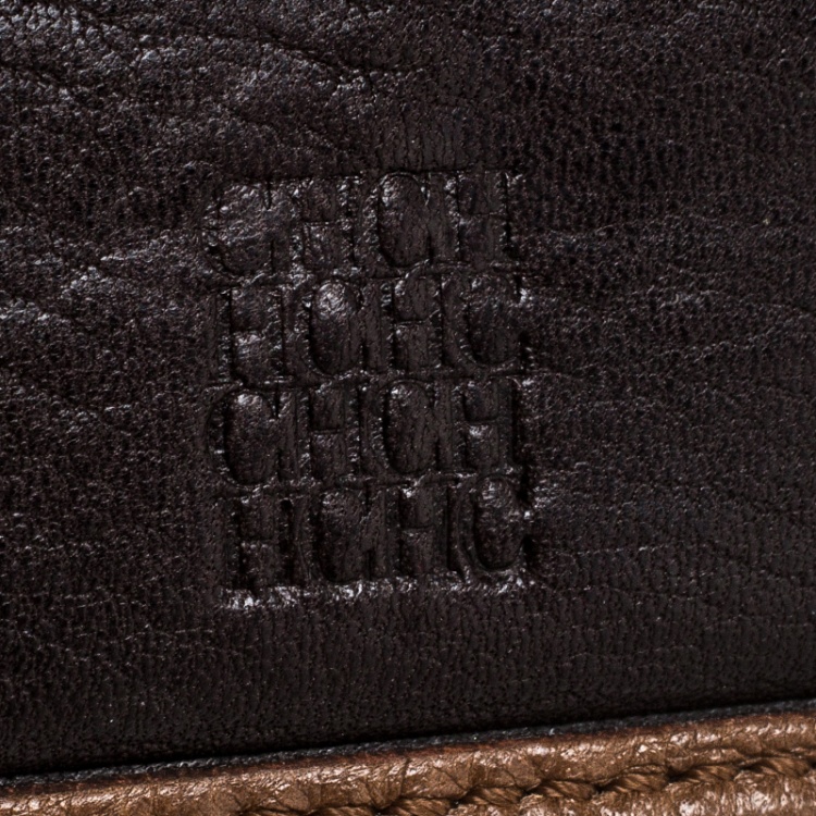 Pre Owned Carolina Herrera Brown Monogram Leather Continental Wallet