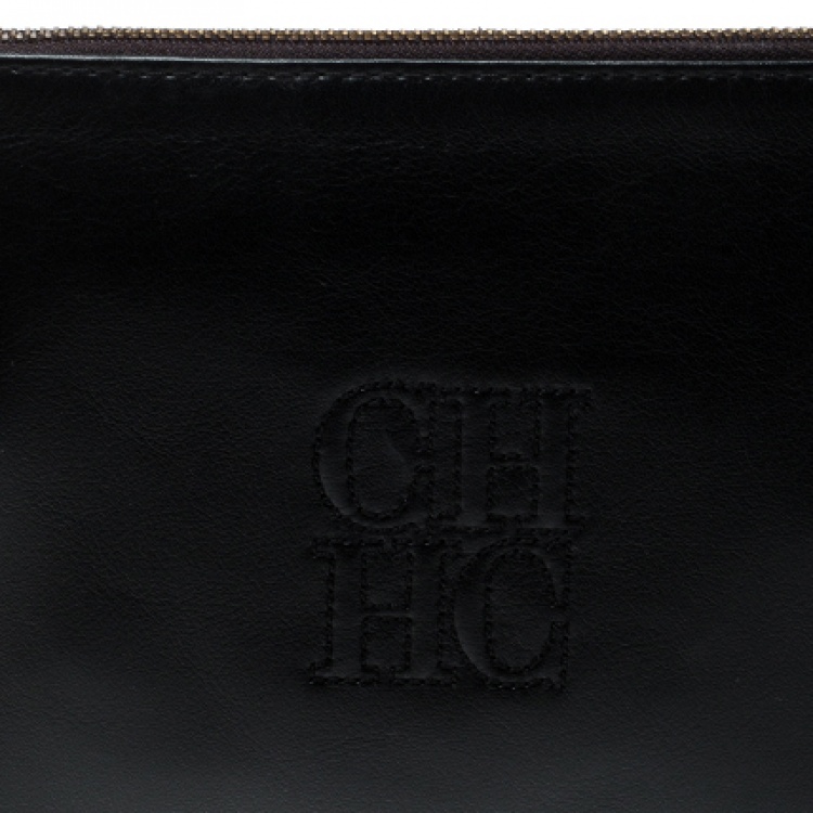 مملوكة مسبقًا Carolina Herrera Black Leather Tassel Clutch