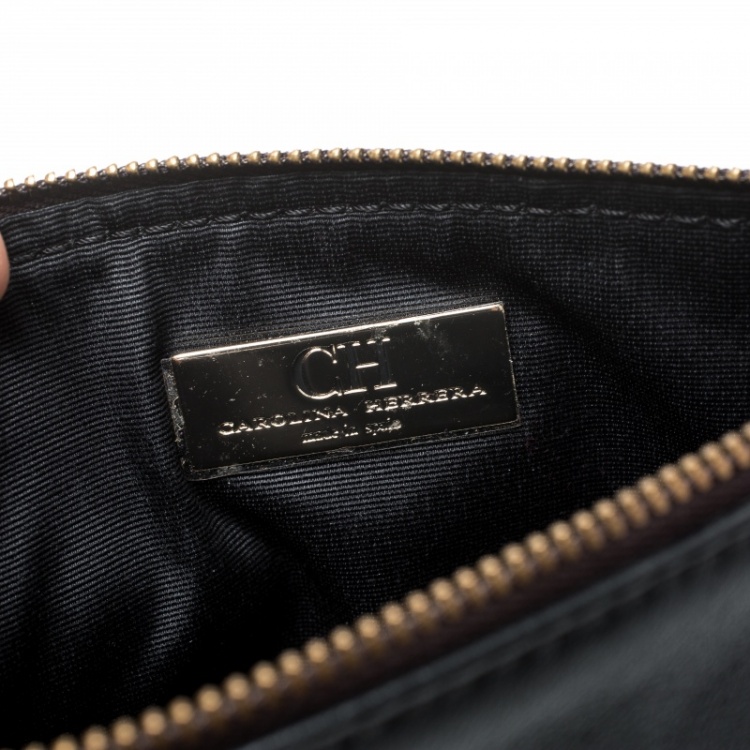 مملوكة مسبقًا Carolina Herrera Black Leather Tassel Clutch